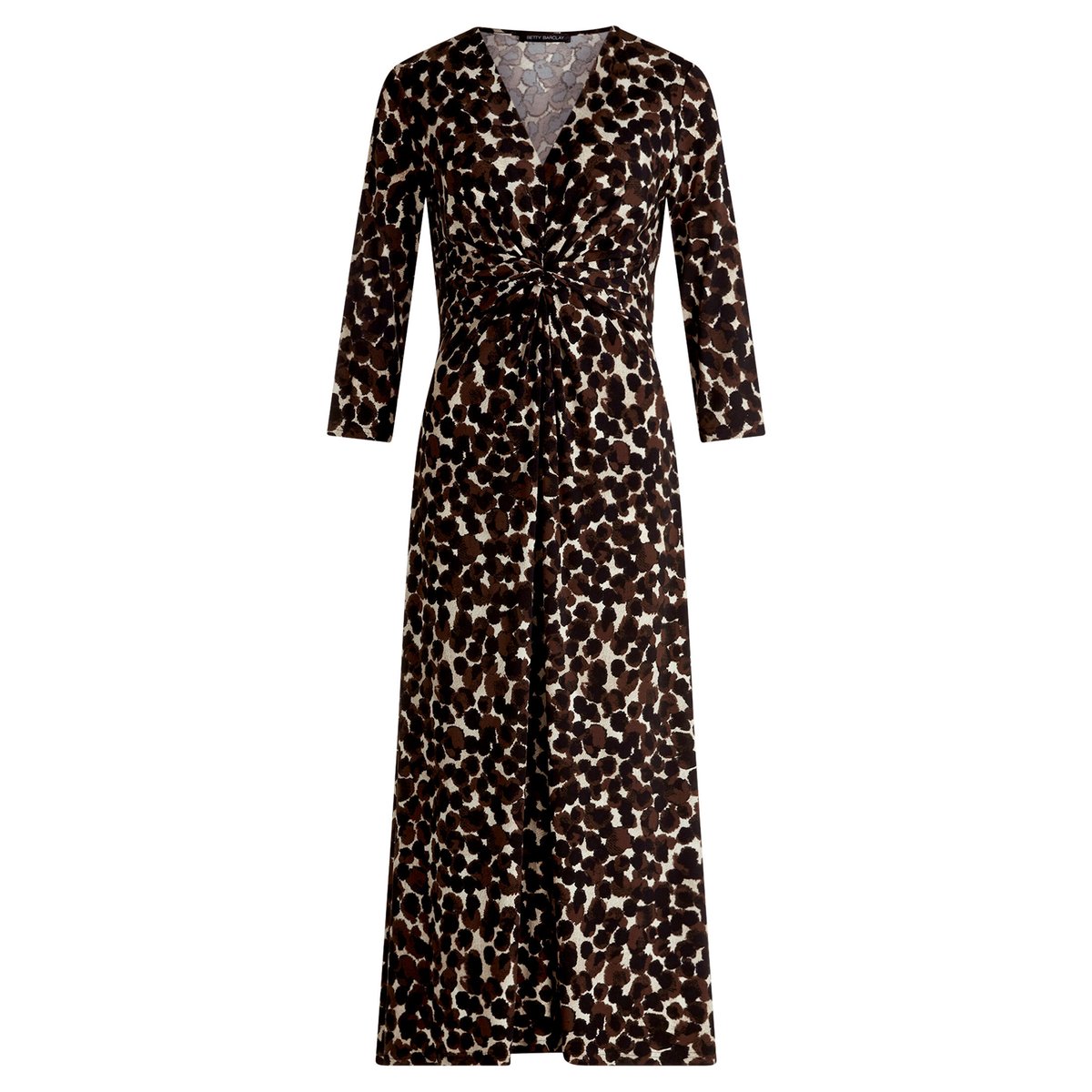 Robe longueur midi à fronce marron/beige, BETTY BARCLAY