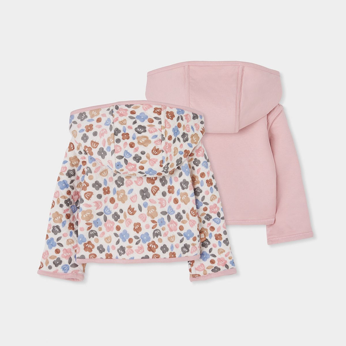Veste maille bébé réversible imprimé fleurs pink, BOBOLI