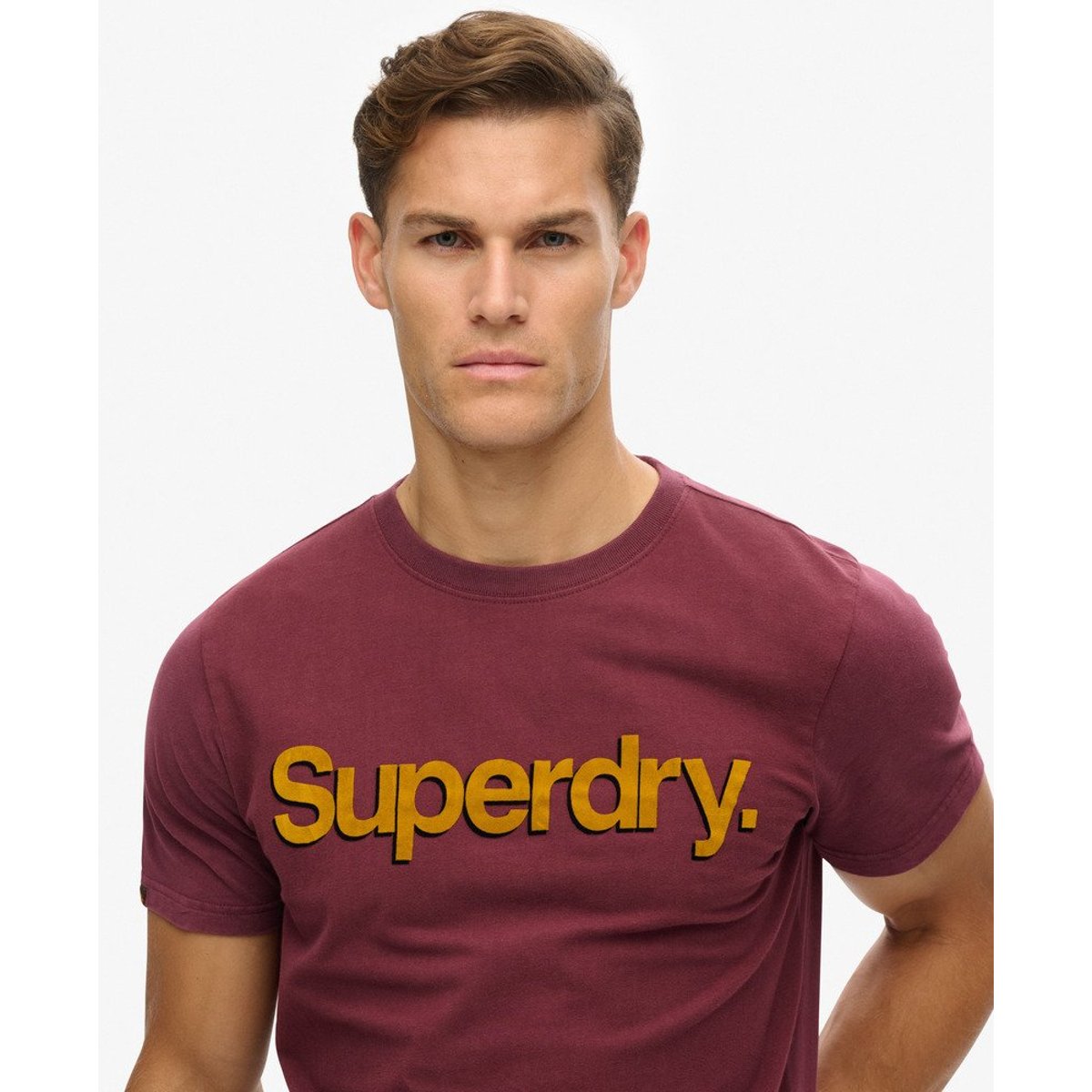 T-shirt classique Core Logo Shadow rouge porto, SUPERDRY