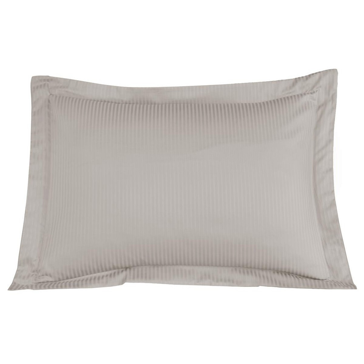 Lot de 2 taies d'oreiller rayées en satin de coton 120 fils VERSALUXE taupe, SENSEI MAISON