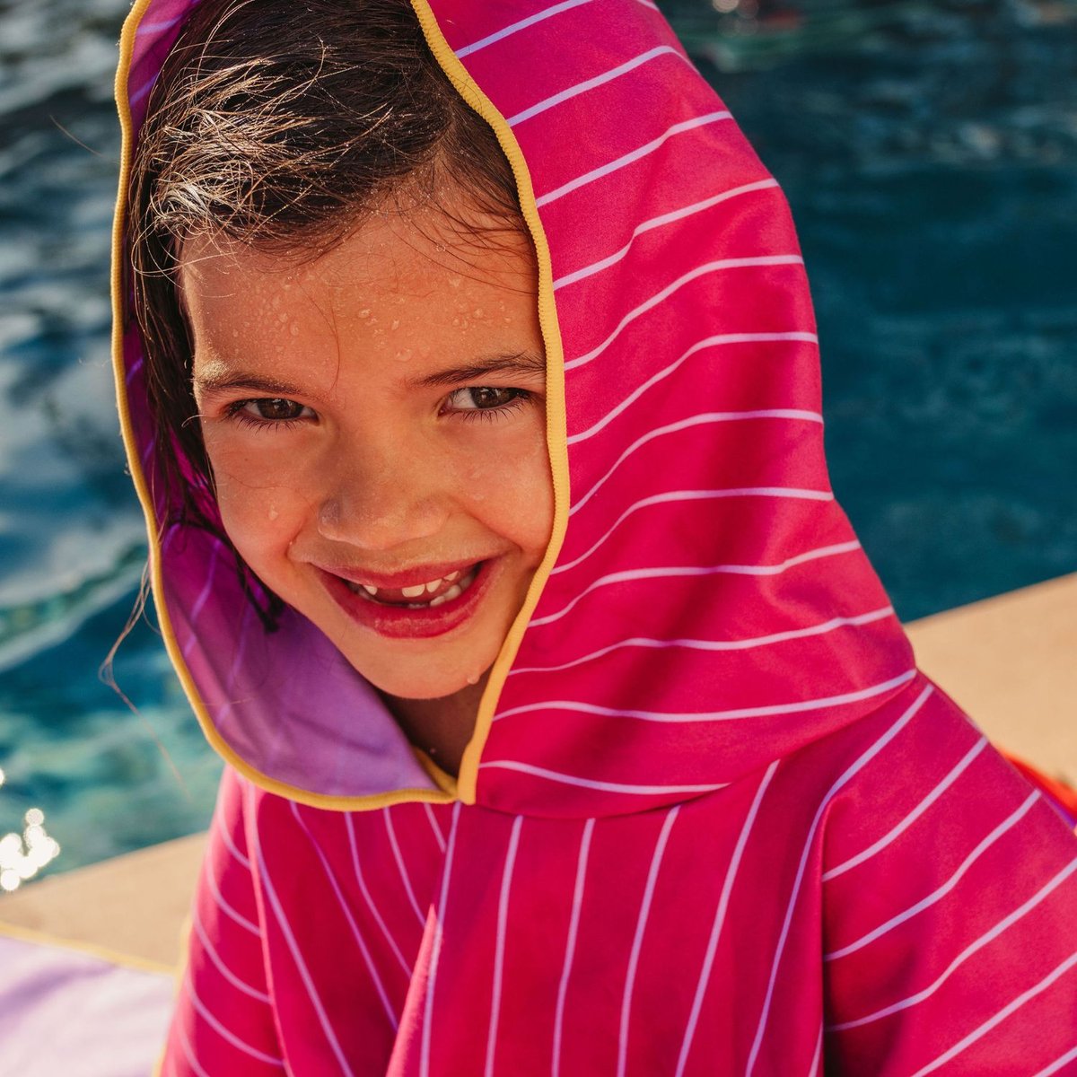 Poncho de plage rose, violet, blanc, QUUT