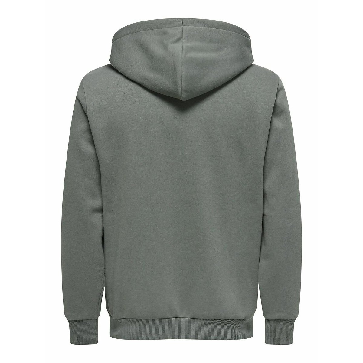 Felpa dritta cerniera e cappuccio Ceres grigio verde, ONLY & SONS