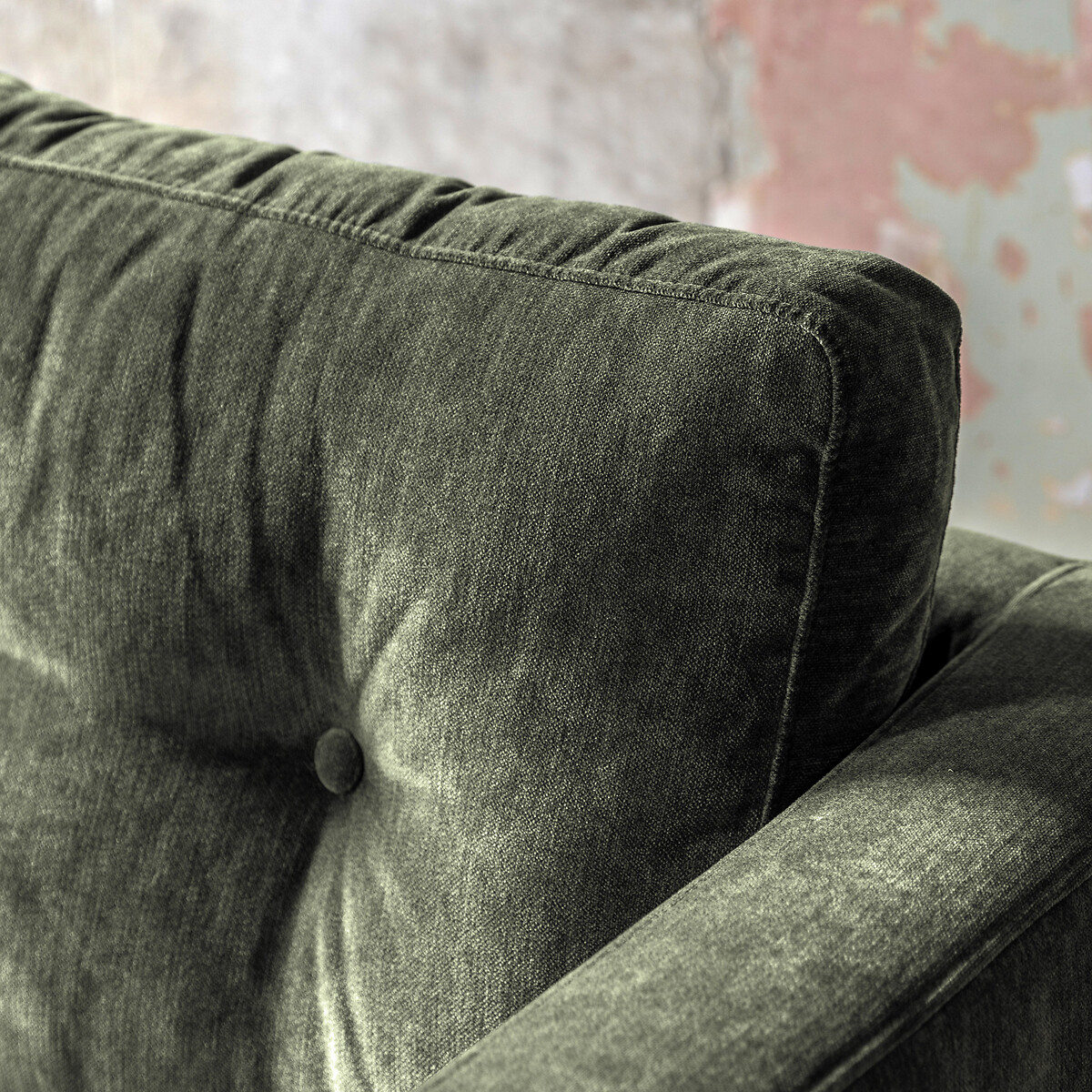 Marchfield Buttoned Soft Brushed 2 Seater Sofa with Dark Wood Legs green, SO'HOME