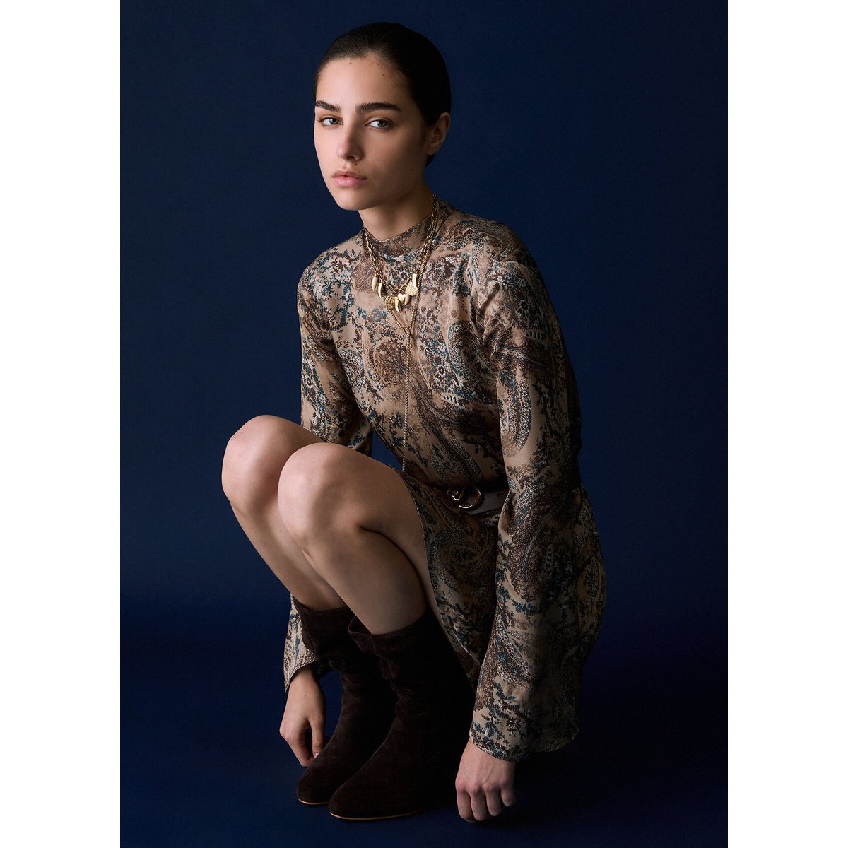 Robe Courte en Satin Imprimé cachemire, LIU JO