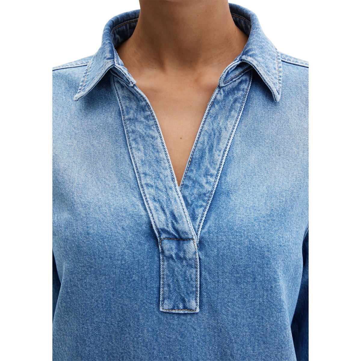 Robe en jean relaxed en coton avec élasthanne bleu moyen, MARC O'POLO