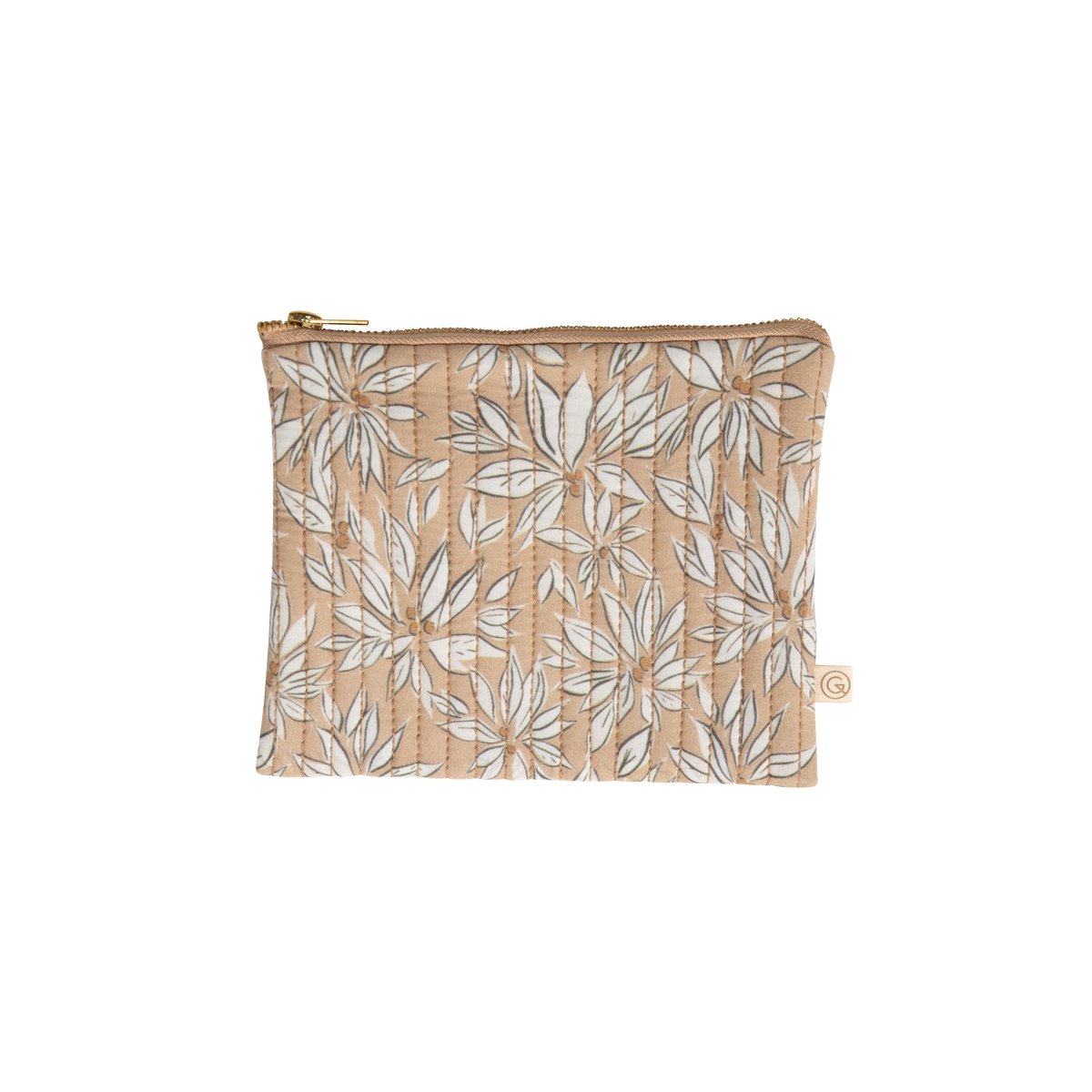 Petite pochette en coton imprimé, Palma beige palma grès, GABRIELLE PARIS
