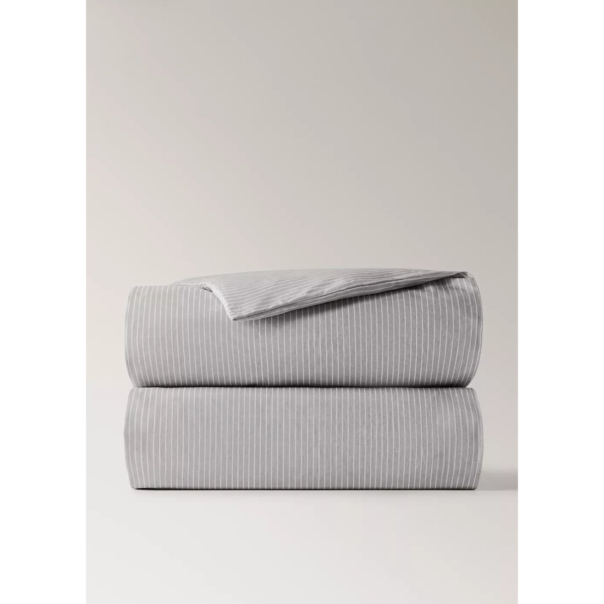 Housse de couette percale de coton rayures lit 90 cm gris clair/pastel, MANGO HOME