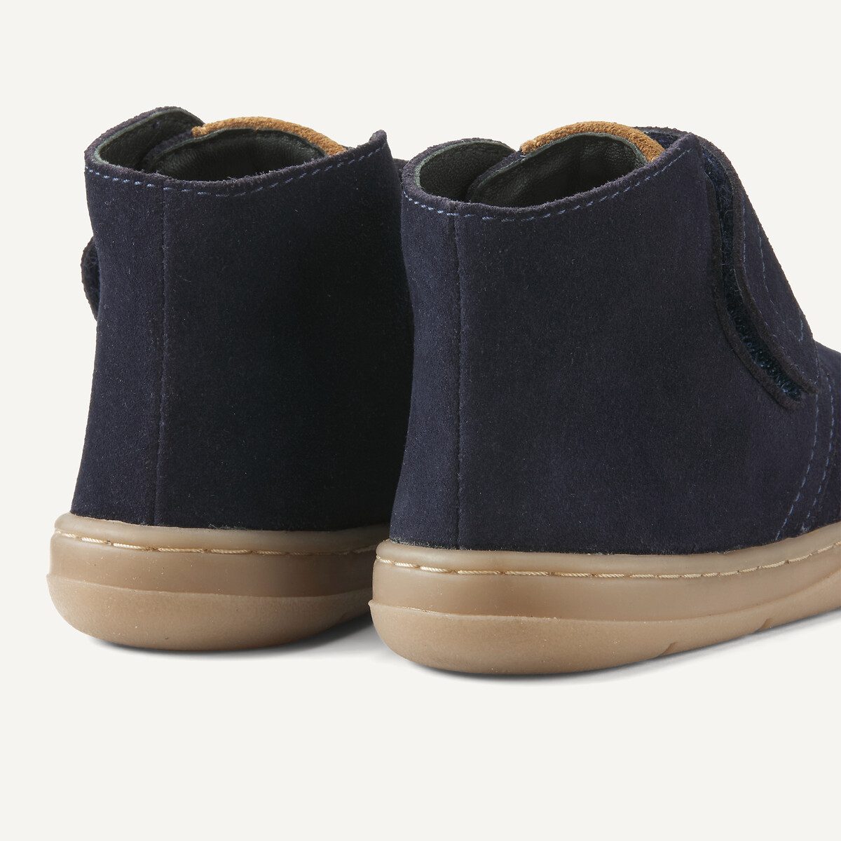 Chaussures à scratch en cuir bleu marine, LA REDOUTE COLLECTIONS
