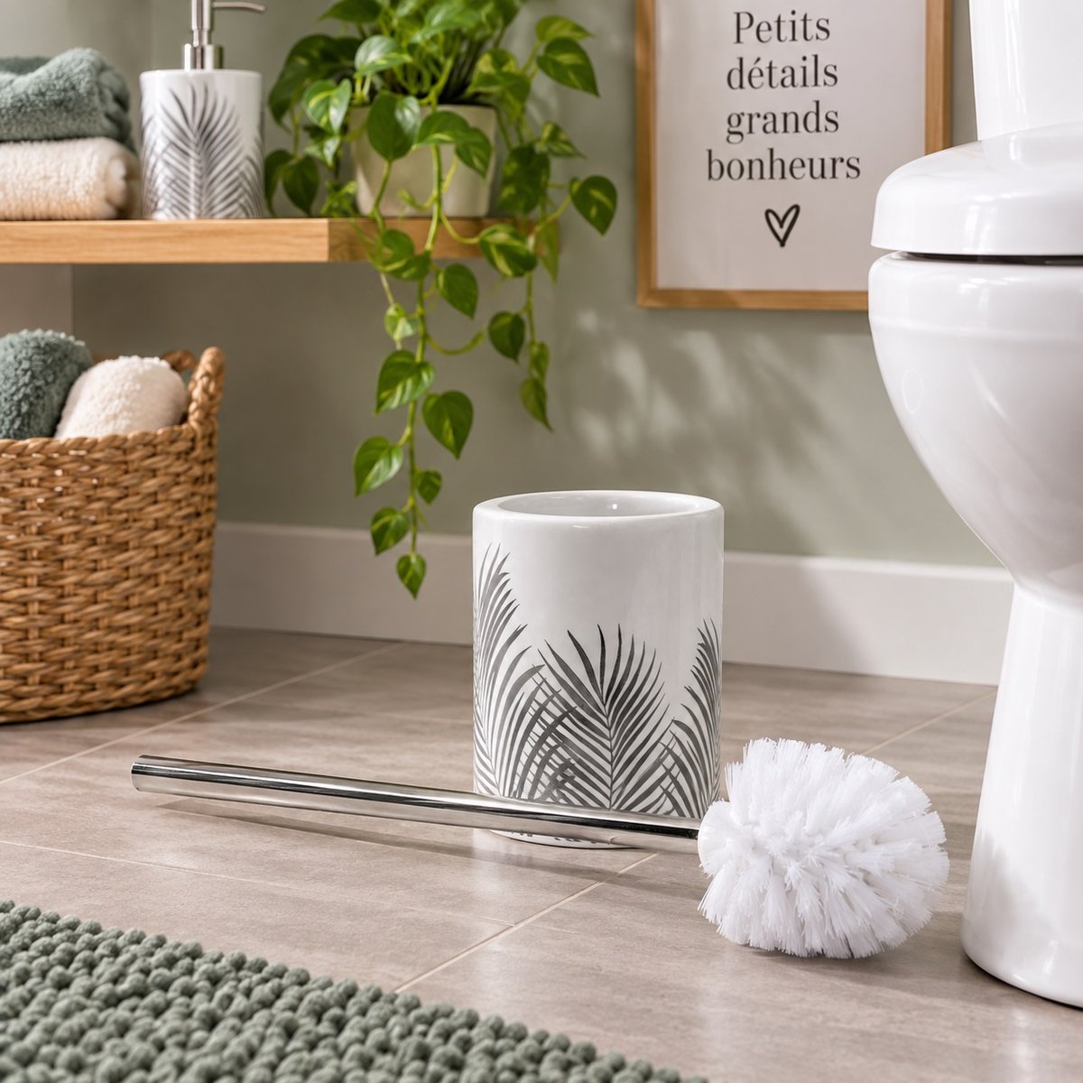 Brosse de toilette Orbella blanc et argent argent, EDEN