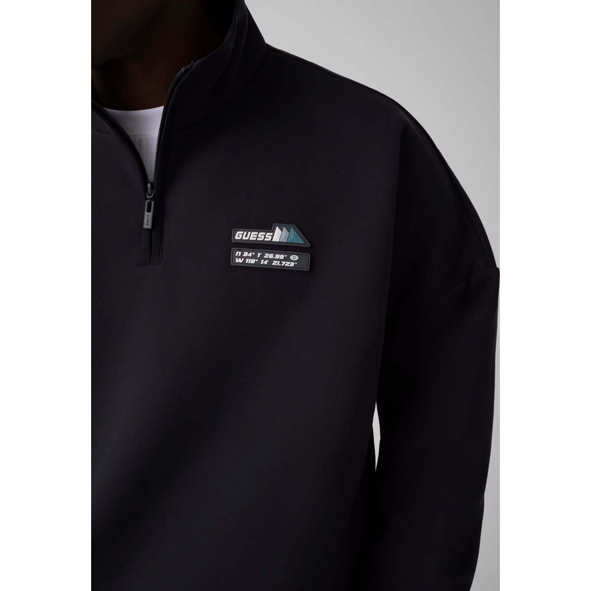Sweat-Shirt À Demi-Zip noir, GUESS