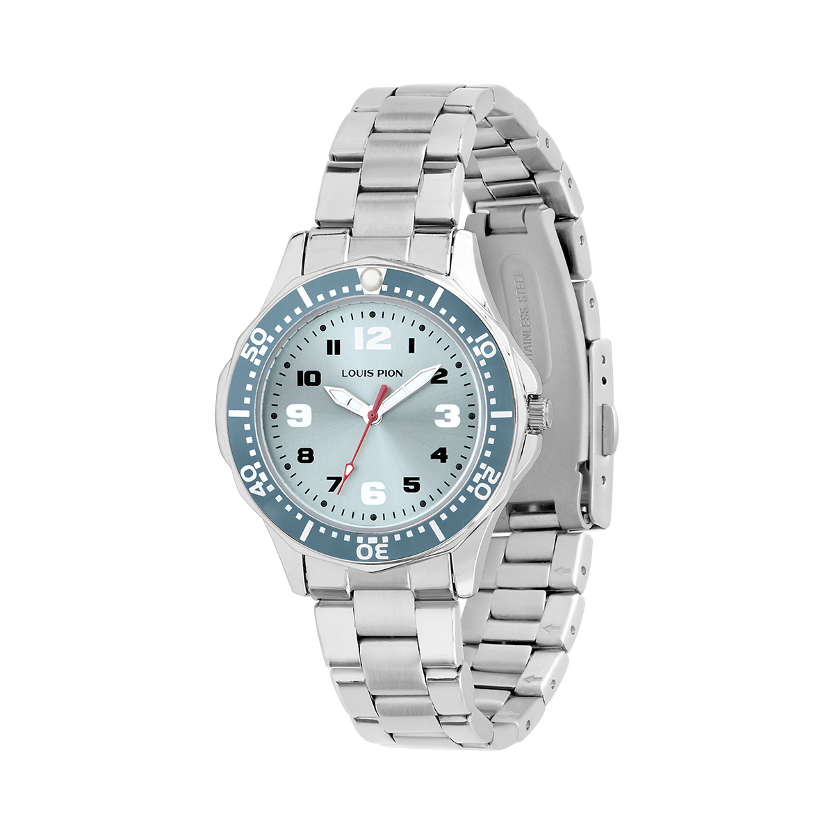 Montre Analogique CHARLIE argenté bleu clair argenté, LOUIS PION