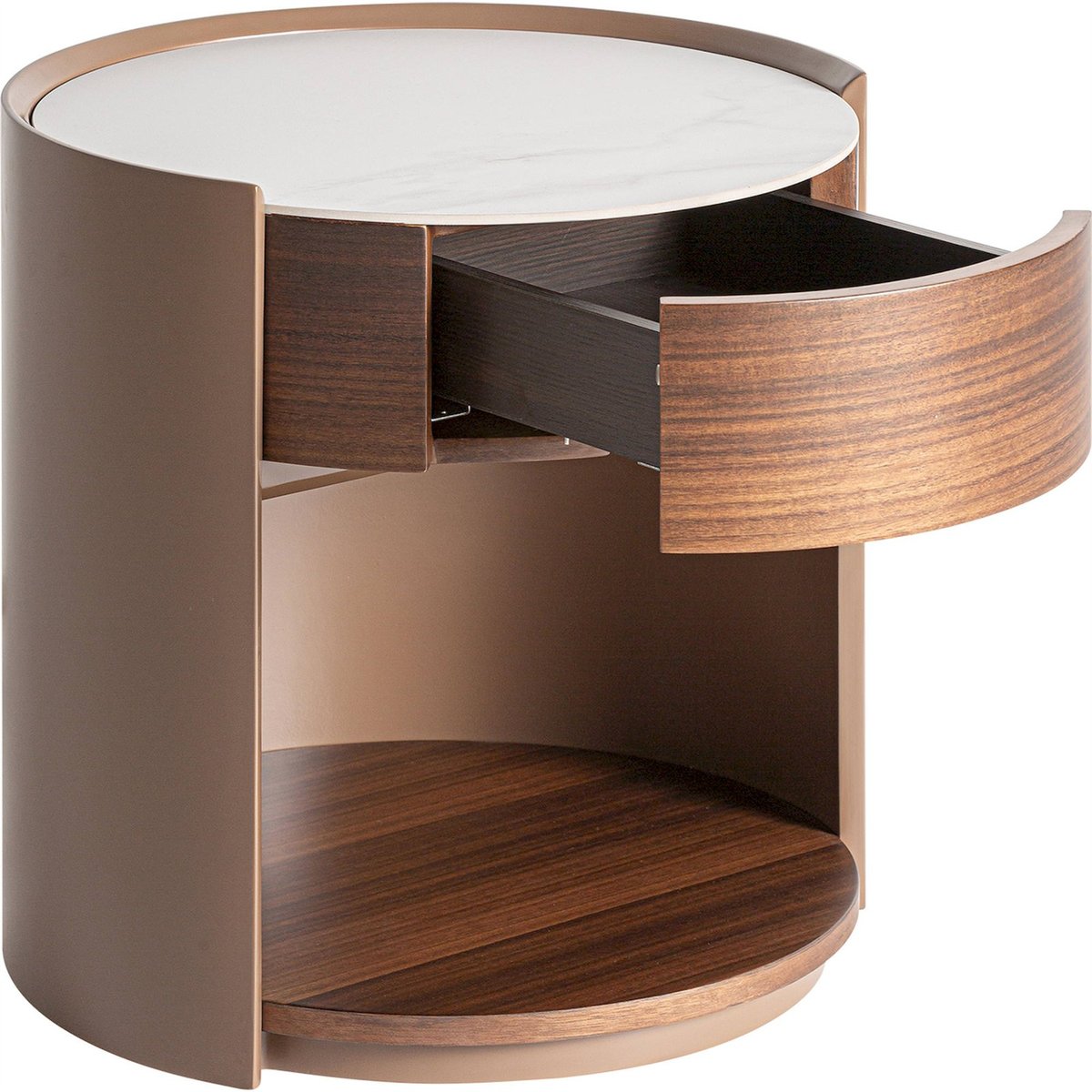 Table de chevet en bois style art déco marron chêne finition teintée blanche, RECOLLECTION
