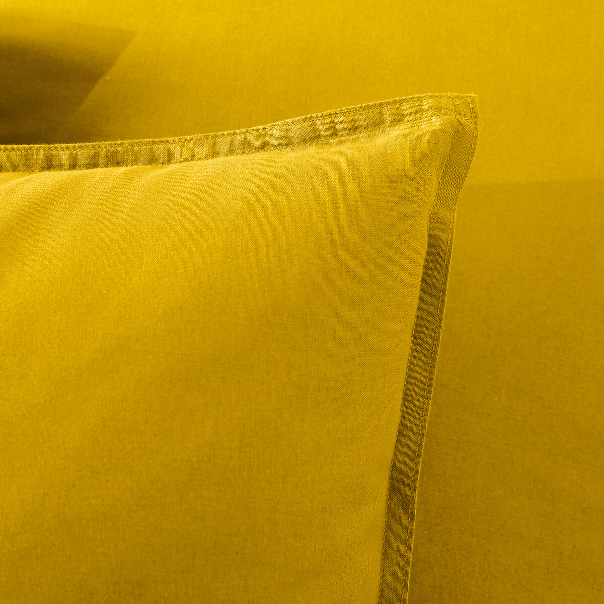 Taie d'oreiller unie en coton lavé, Scenario jaune tournesol, LA REDOUTE INTERIEURS
