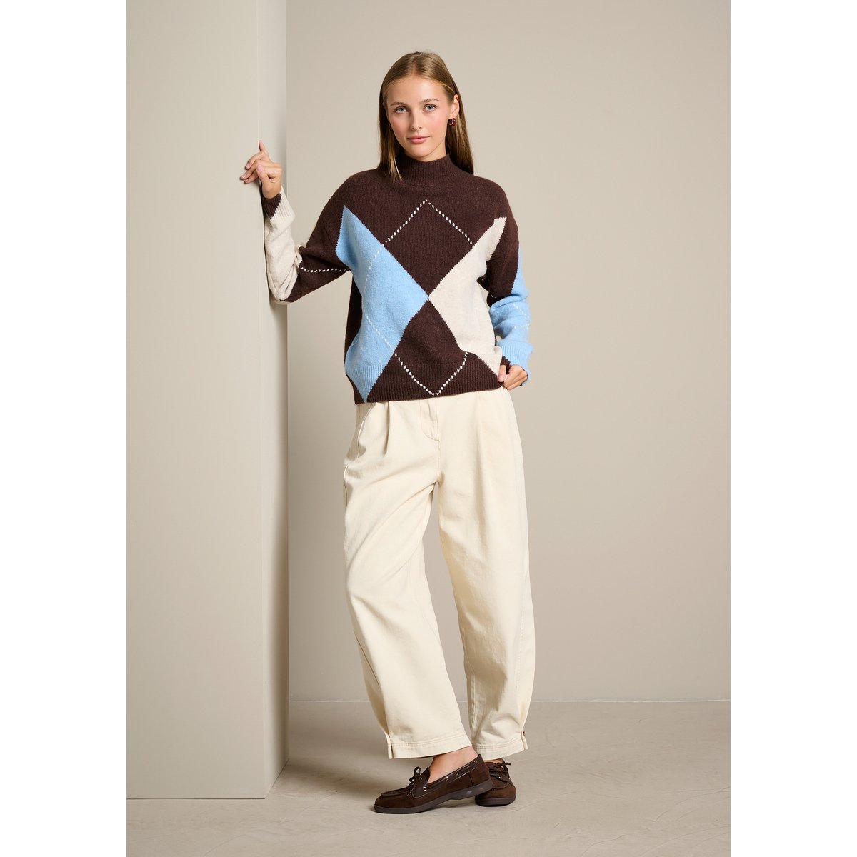 Pull à motif argyle brun fonce chocolate, LOLALIZA