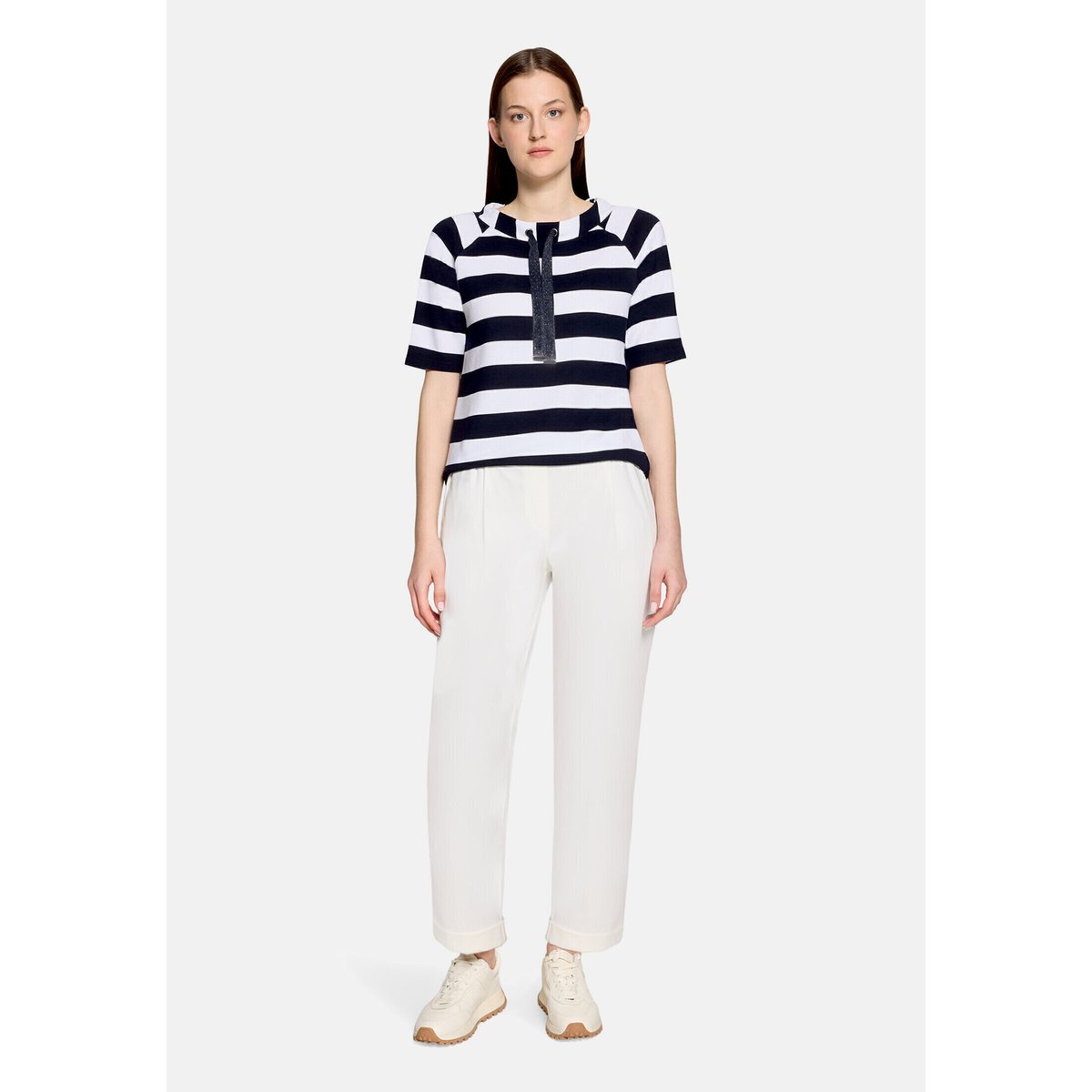 Sweat-shirt de texture côtelée bleu/blanc, BETTY BARCLAY