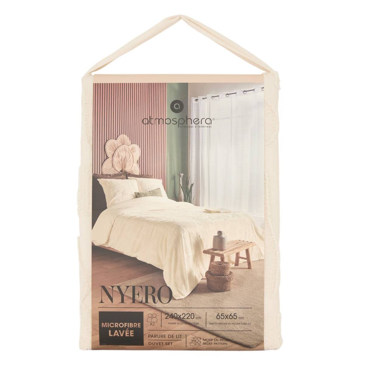 Parure de lit double NYERO ivoire, ATMOSPHERA
