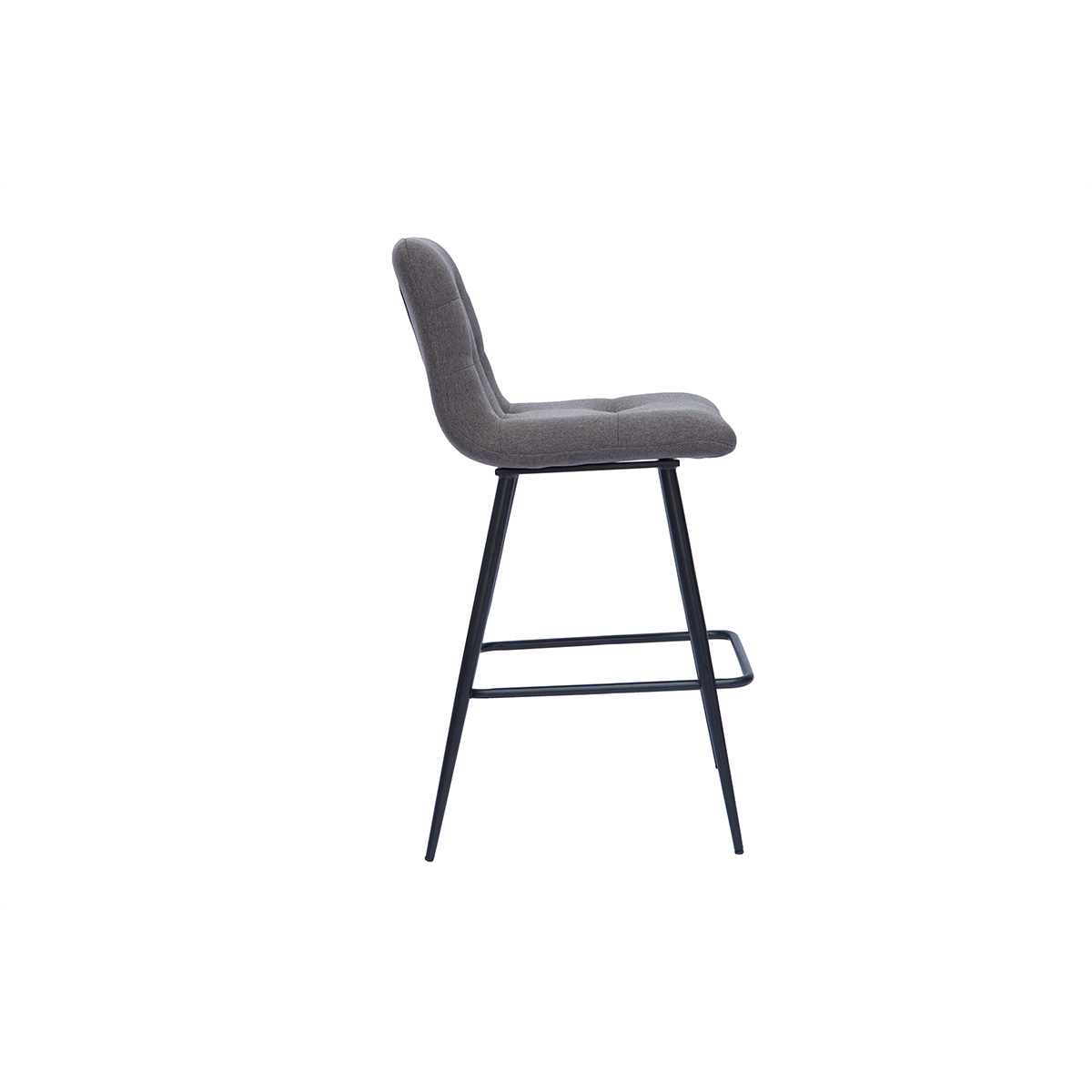 Tabourets de bar design en tissu gris et métal H65 cm (lot de 2) ESCAPE gris foncé, MILIBOO