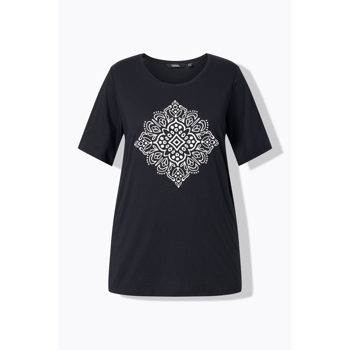 T-shirt en modal mélangé avec imprimé noir, ULLA POPKEN