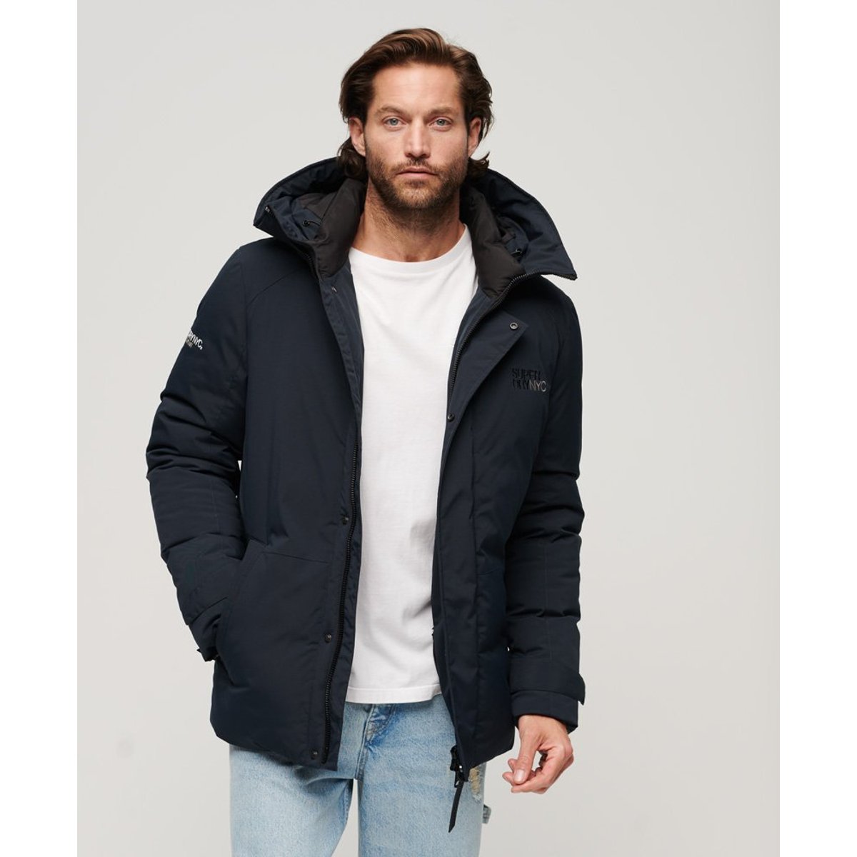 Parka matelassée à capuche City Wind bleu marine éclipse, SUPERDRY