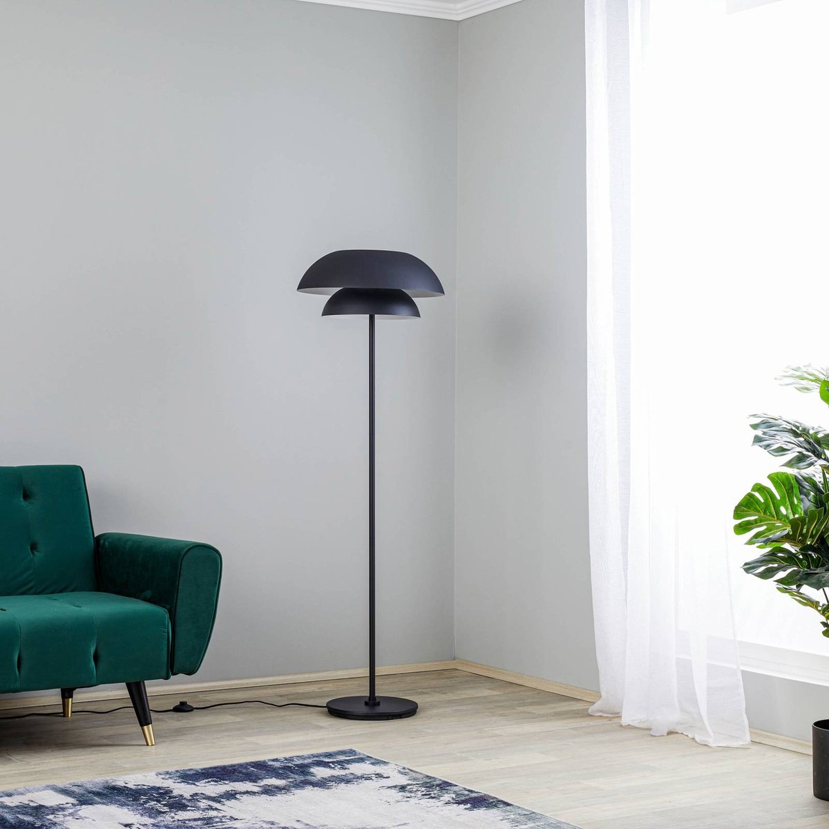 Lampadaire en métal design, Kellina noir, LUCANDE