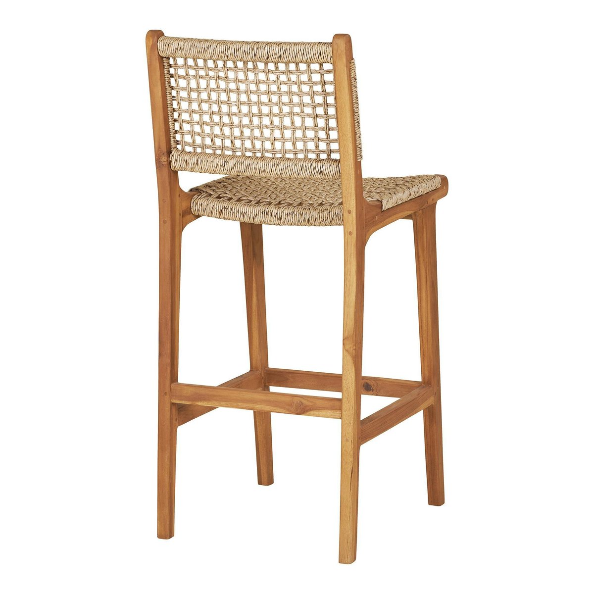 Chaise de bar jardin en teck et résine tressée MENDOZA bois naturel, PIER IMPORT