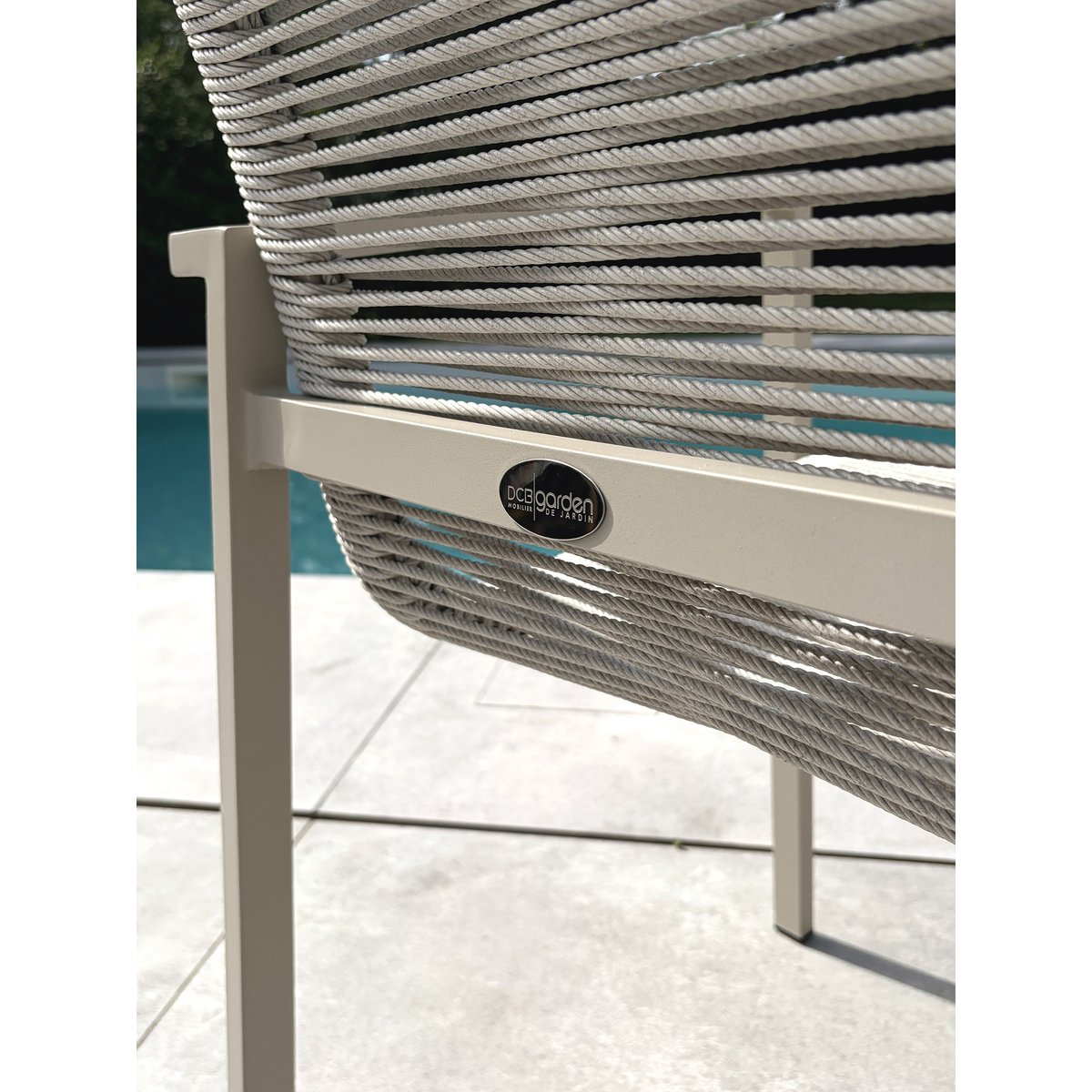Fauteuil de jardin en aluminium et corde tissée MEXICO grège, DCB GARDEN