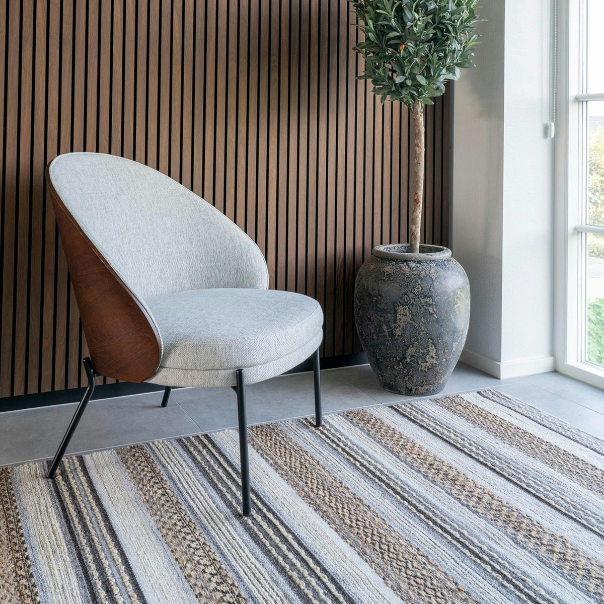 Tapis laine et jute linéaire FEZ marron, PIER IMPORT