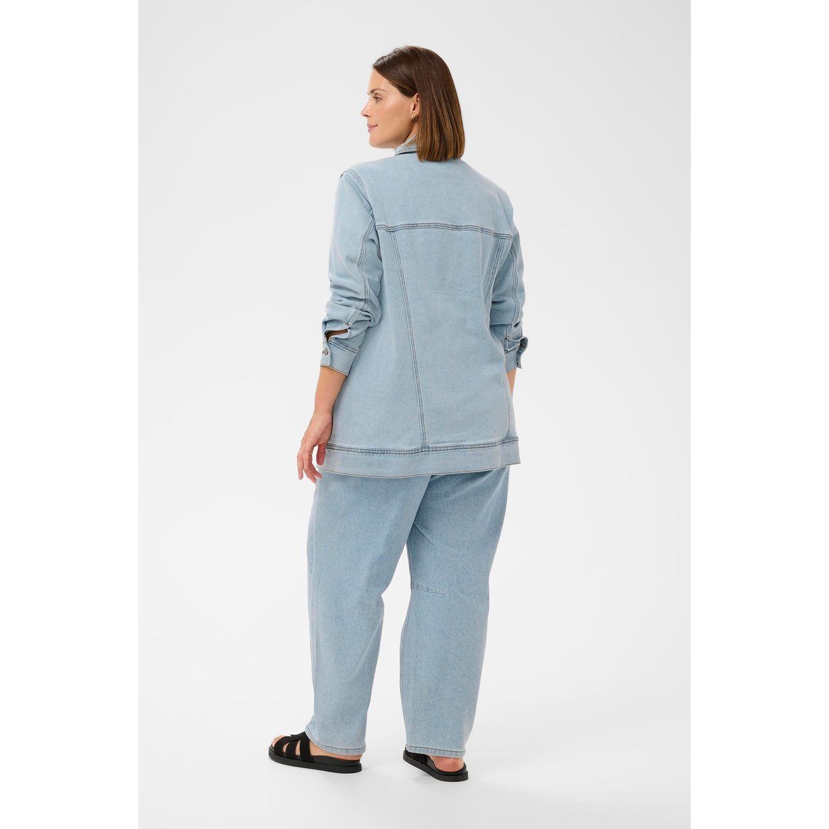 Manteau bleu light blue washed denim, KAFFE CURVE