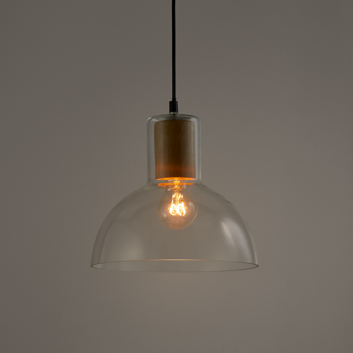 Lámpara de techo de vidrio y madera Ø24,5 cm, Lizia transparente, LA REDOUTE INTERIEURS