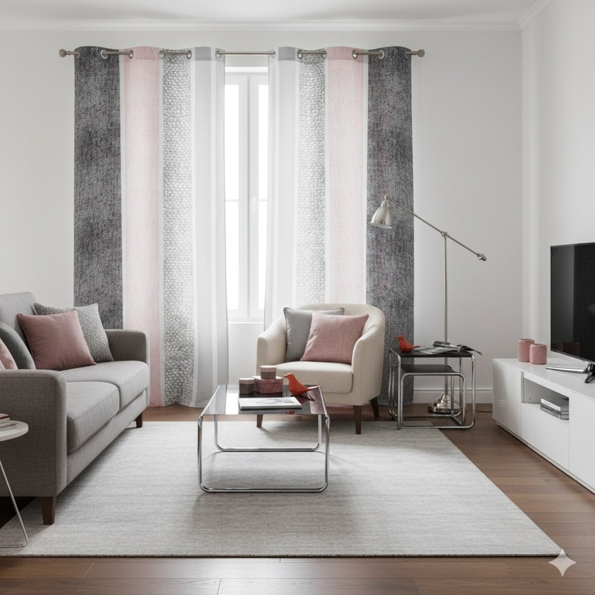 Rideau a oeillets 140 x 240 cm Textilio Rose rose, EDEN
