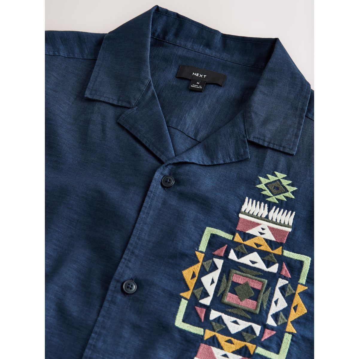 Chemise à manches courtes texturée navajo bleu marine, NEXT