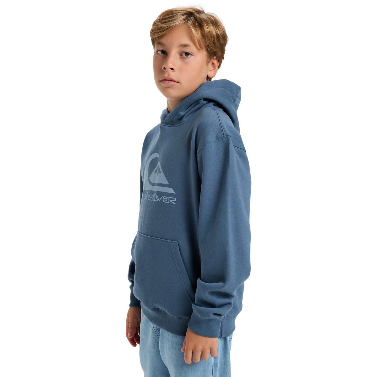 Sweat de capuz, em moletão cardado azul, QUIKSILVER