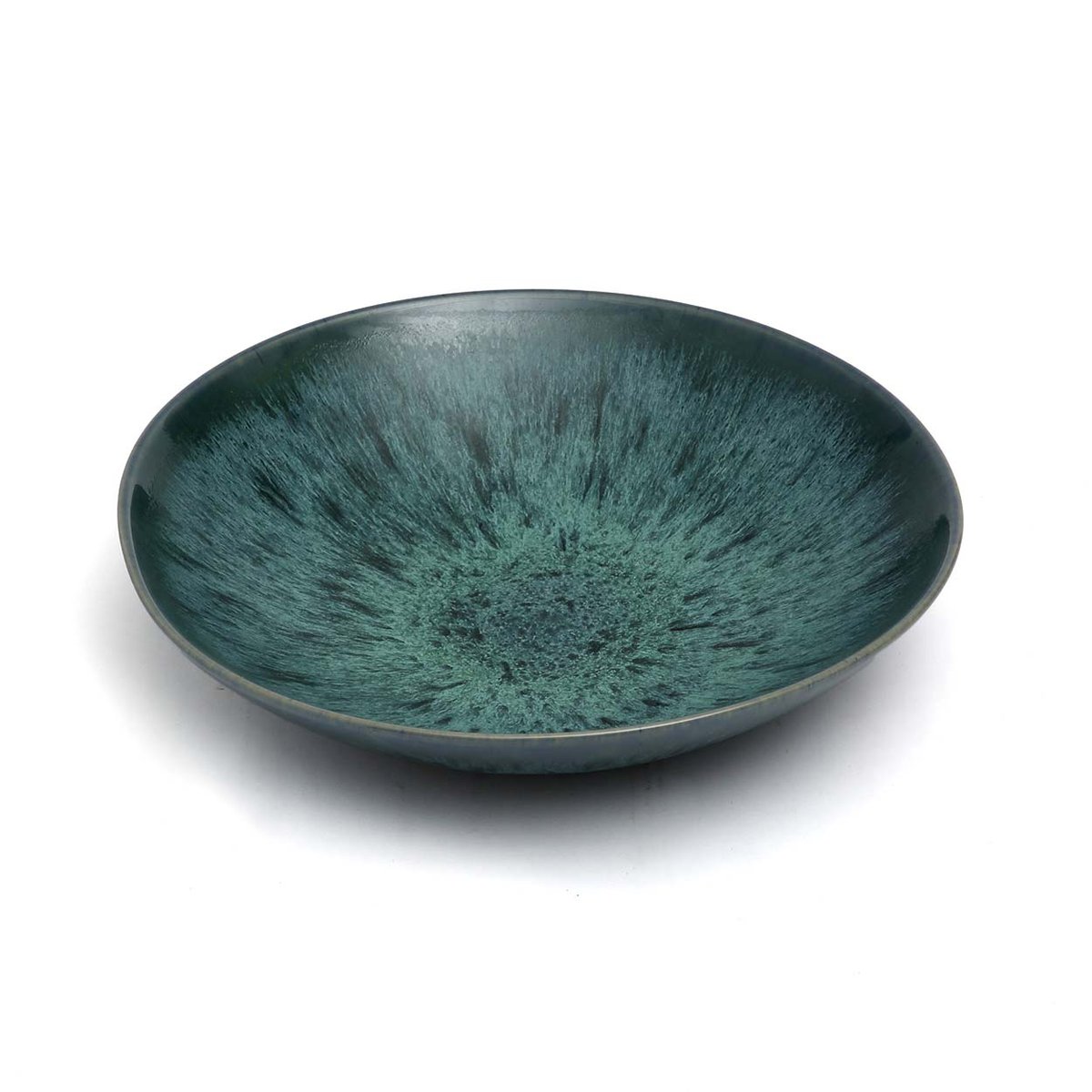 Assiette à pâtes en grès AQUA bleu, BAZAR BIZAR