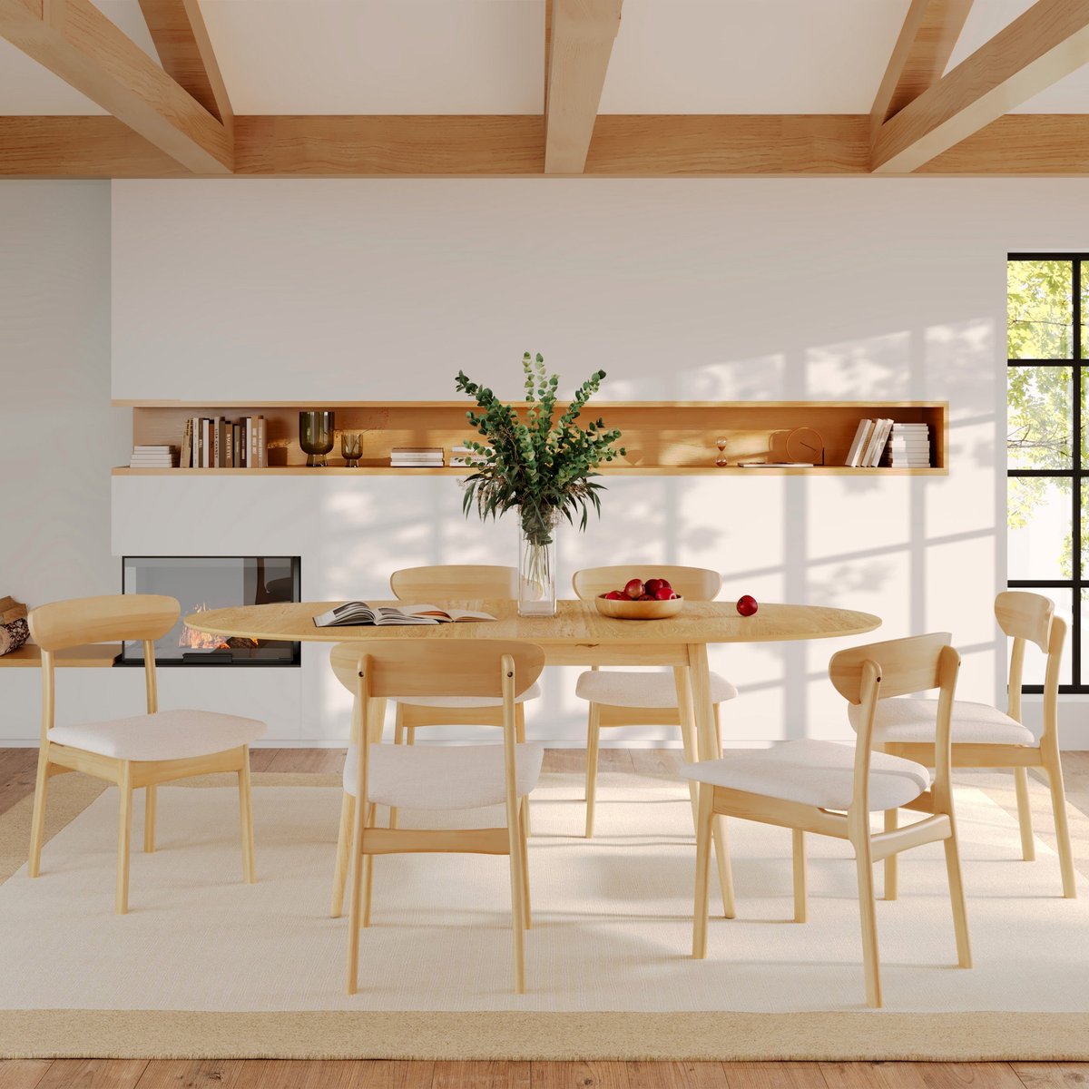 Table ovale 6/8 personnes extensible en bois 170/200 cm - EDDY bois clair, MAISON PAVANE