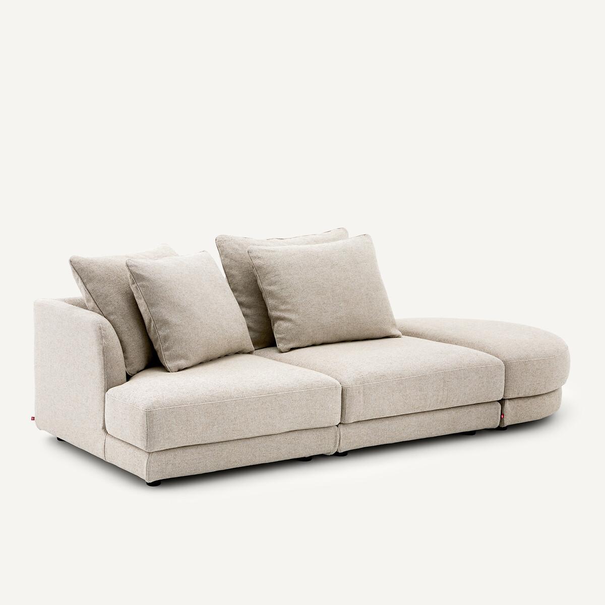 Linkes Sofa-Halbmodul, kombinierbar, aus strukturierter Viskose und Leinen, TIBERIO natur, AM.PM