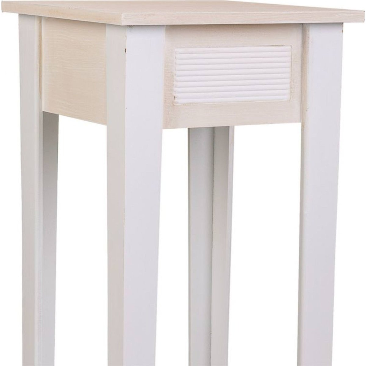 Sellette carrée en bois pour plante d'intérieur blanc effet bois blanchi, RECOLLECTION