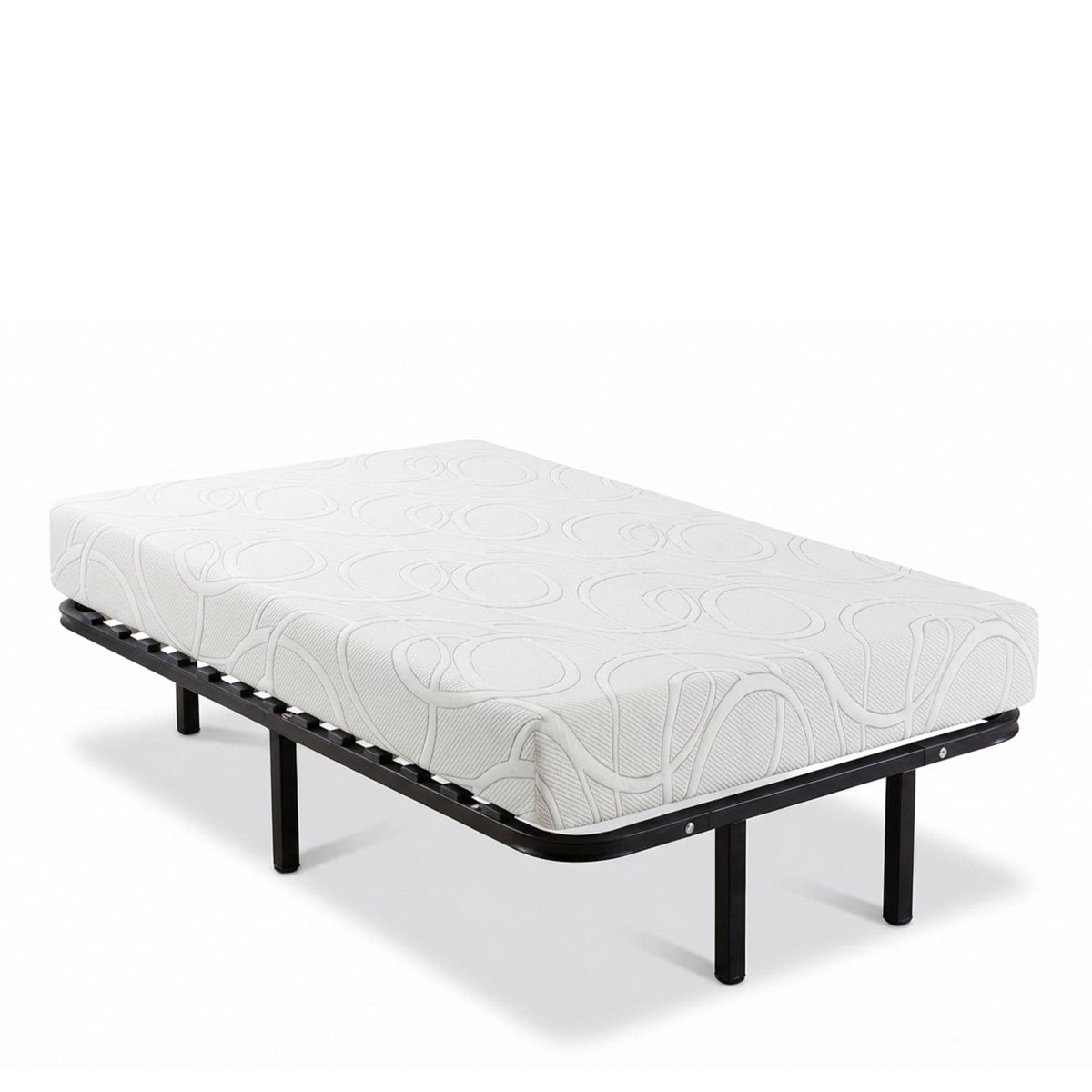 Ensemble Matelas Mémoire de forme EUPRAXIE avec Cadre à lattes blanc, OLYMPE LITERIE