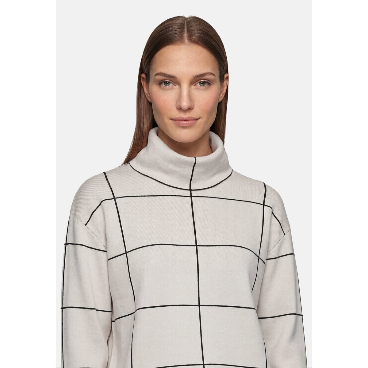 Pull-over en maille à col patch beige/black, BETTY BARCLAY