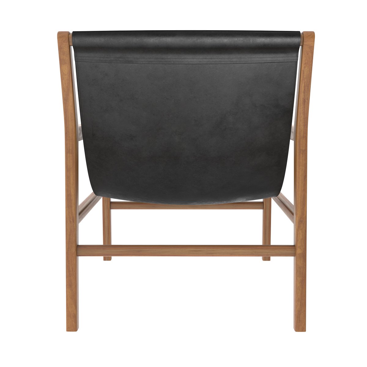 Fauteuil lounge en teck et cuir de vachette - APACHE noir, MAISON PAVANE