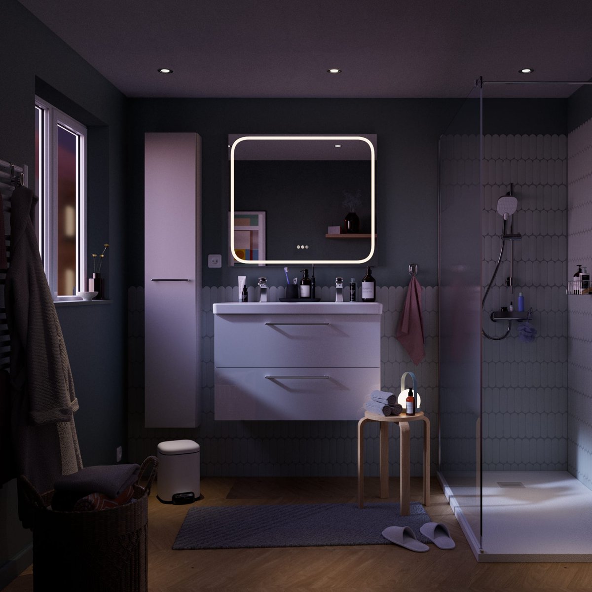 Miroir LED, REMIX gris, SENSEA