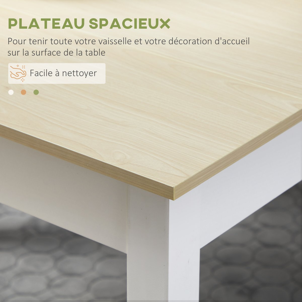 Ensemble de table à manger Panneau de chêne et blanc, HOMCOM