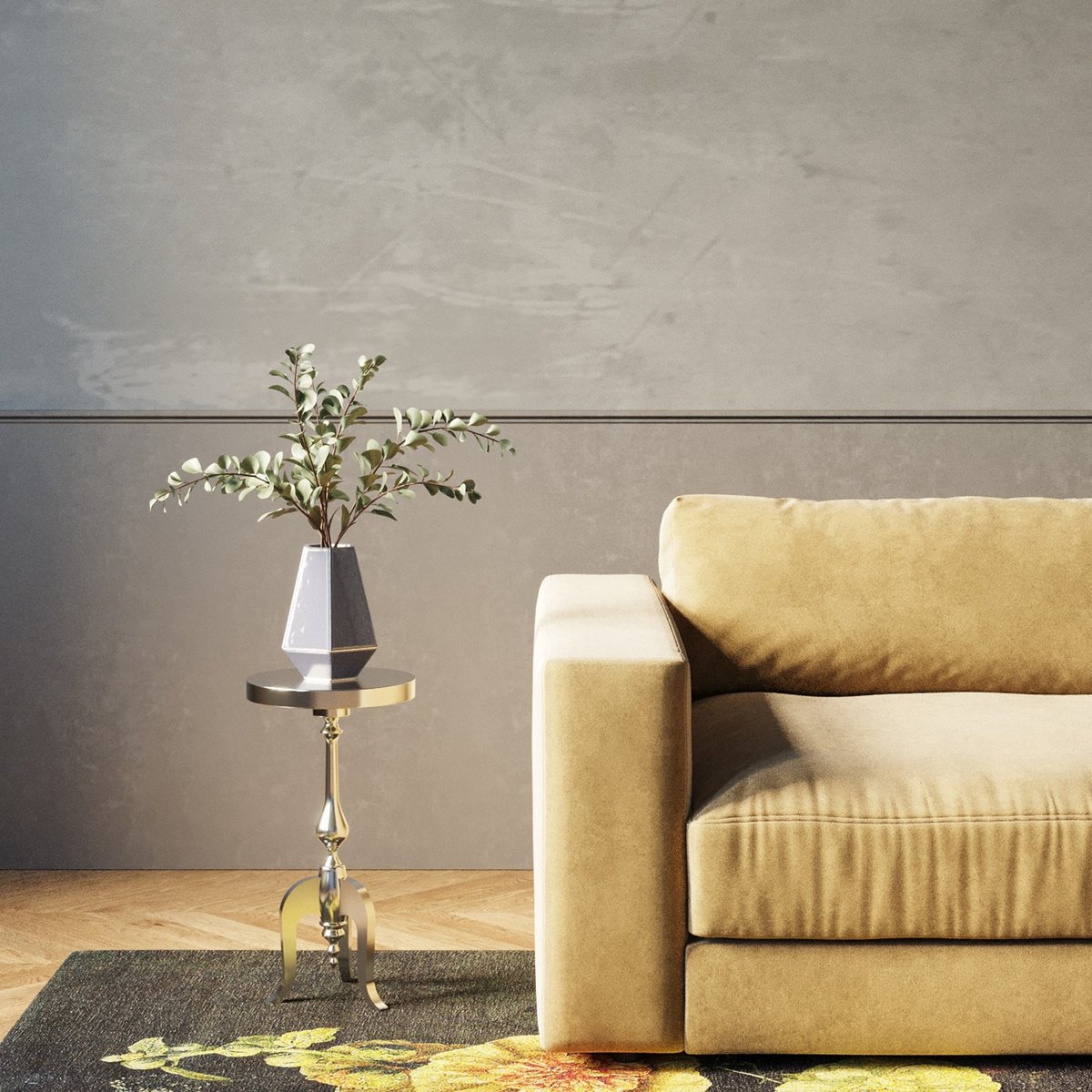 Table d'appoint en alu, BAROCCO argent, KARE DESIGN