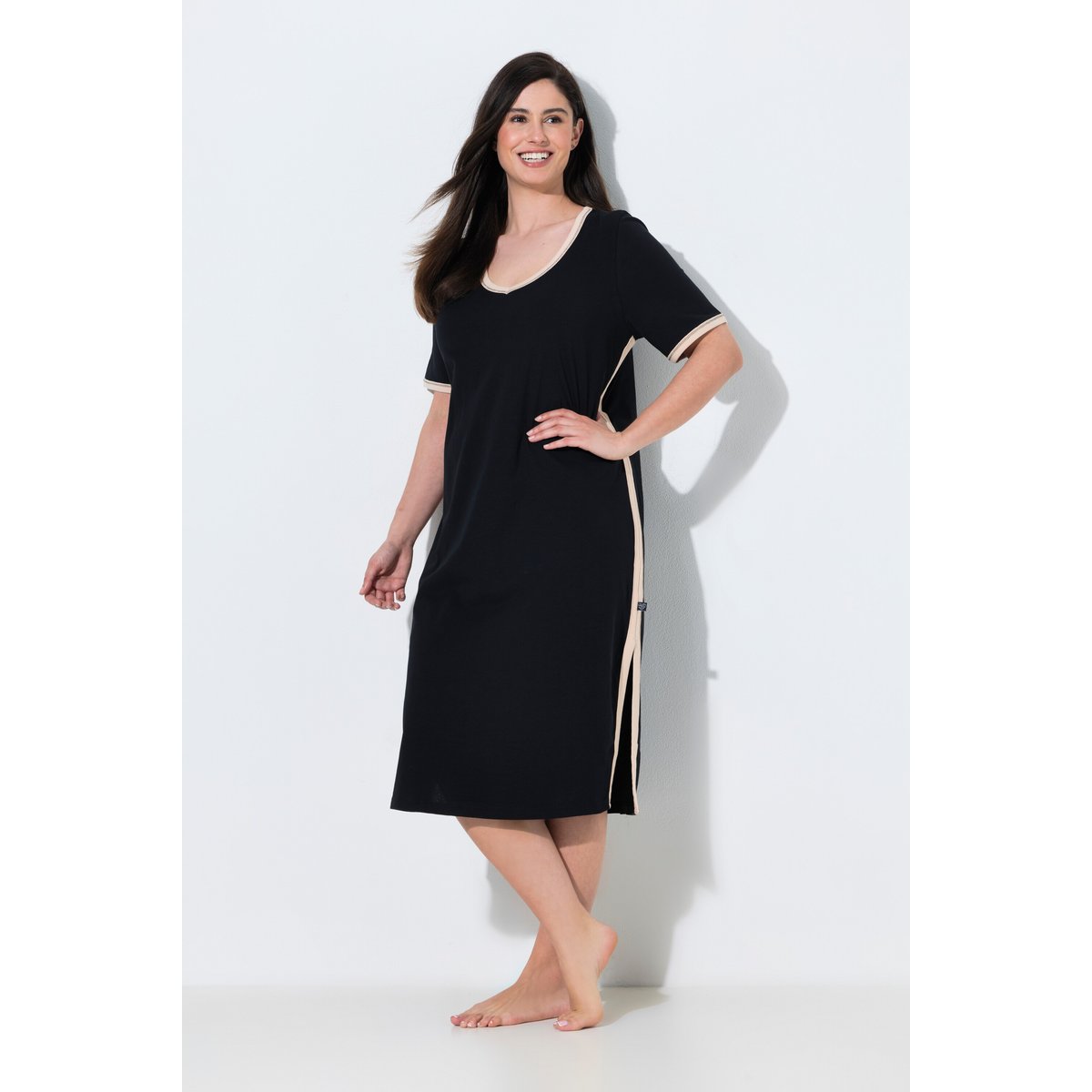 Chemise de nuit à rayures noir, ULLA POPKEN