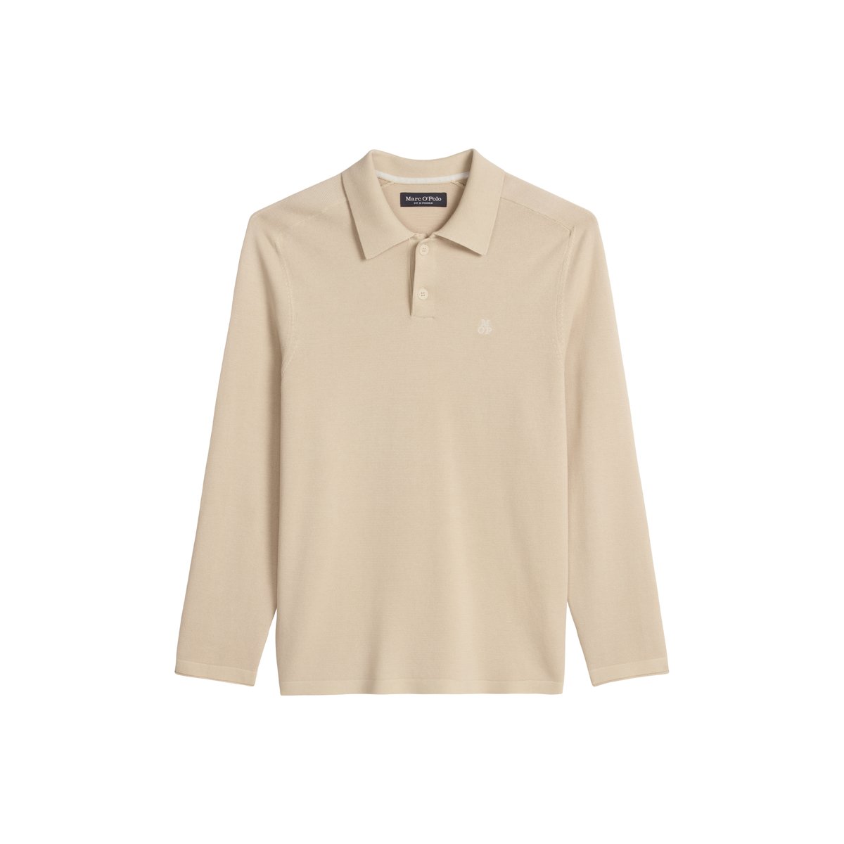 Polo en tricot régulier en coton biologique certifié beige, MARC O'POLO