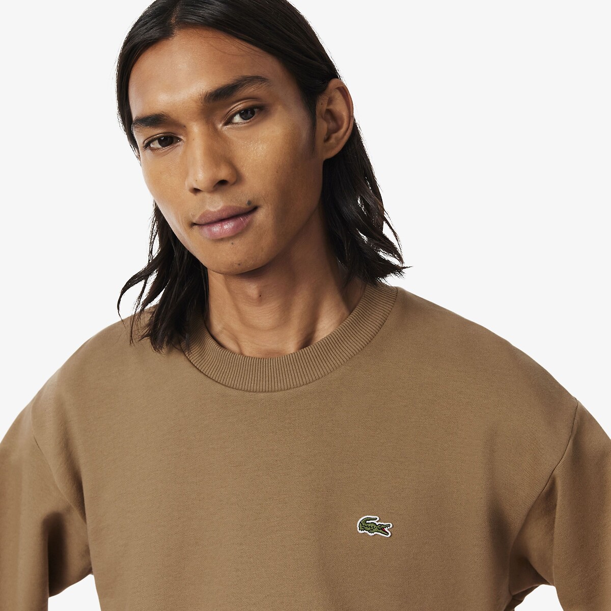 Sweatshirt en molleton camel, LACOSTE
