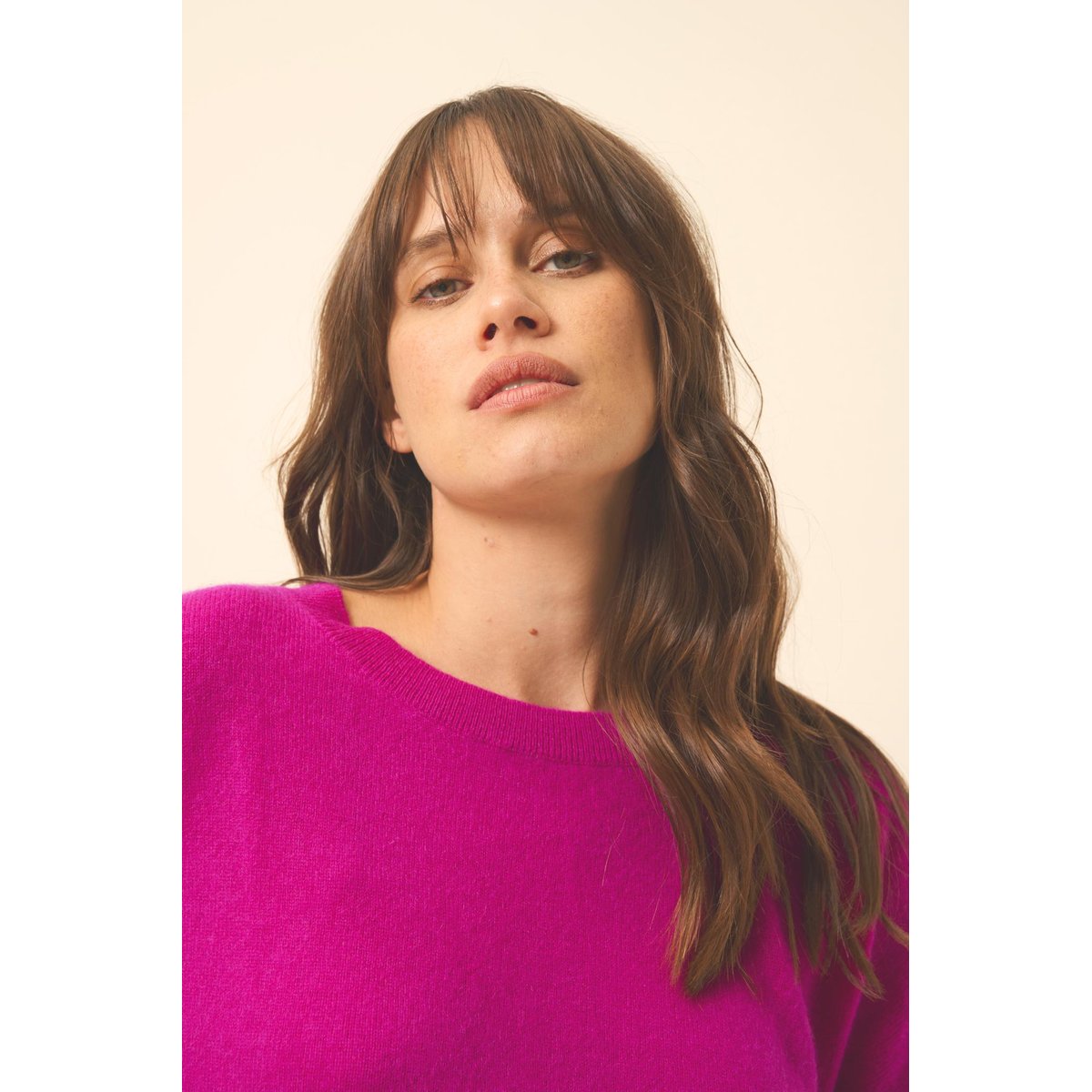 Pull Chauve Souris Violine Rebecca violet foncé, JUST CASHMERE
