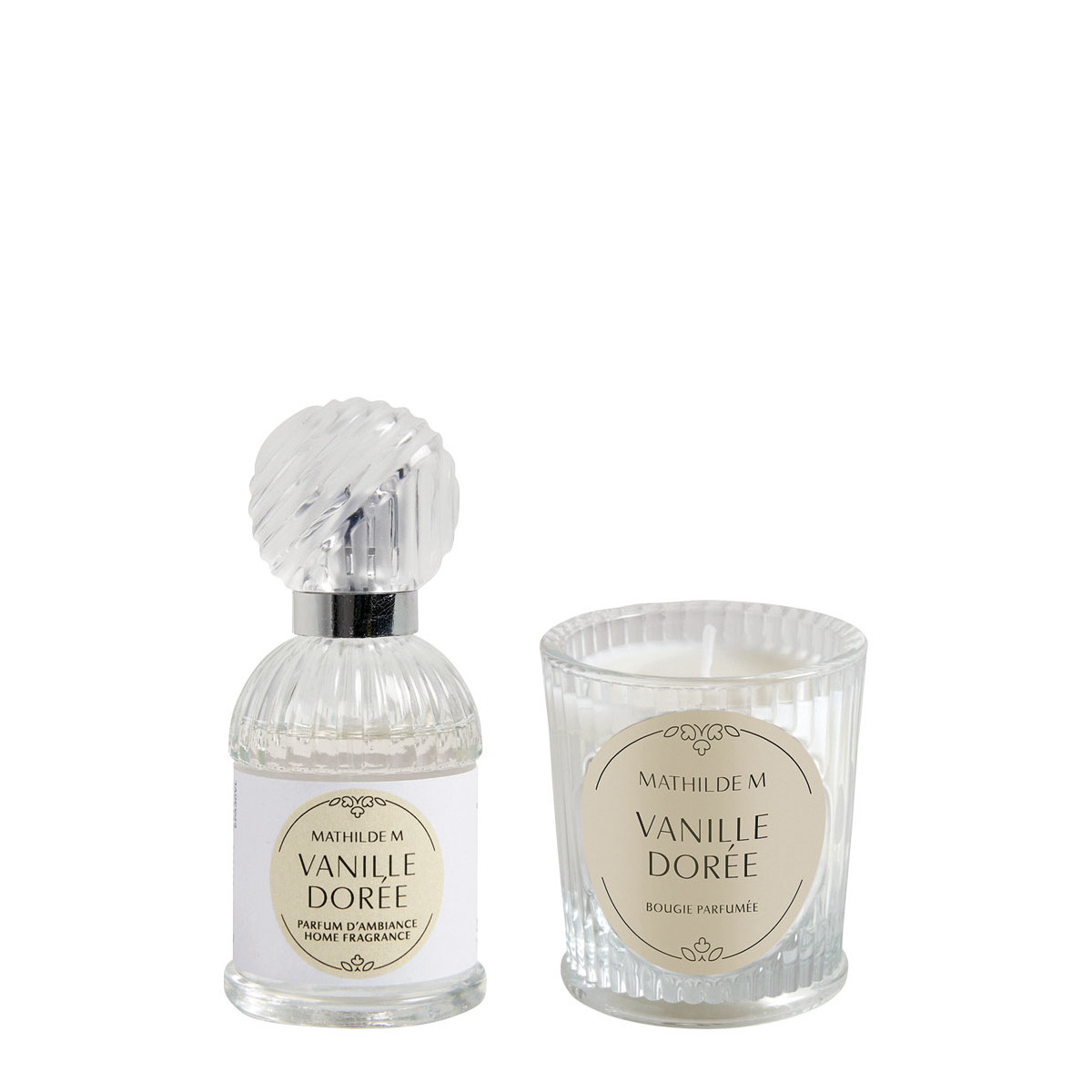 Coffret parfum et bougie Vanille Dorée TRÉSOR DE FLEURS rose, MATHILDE M