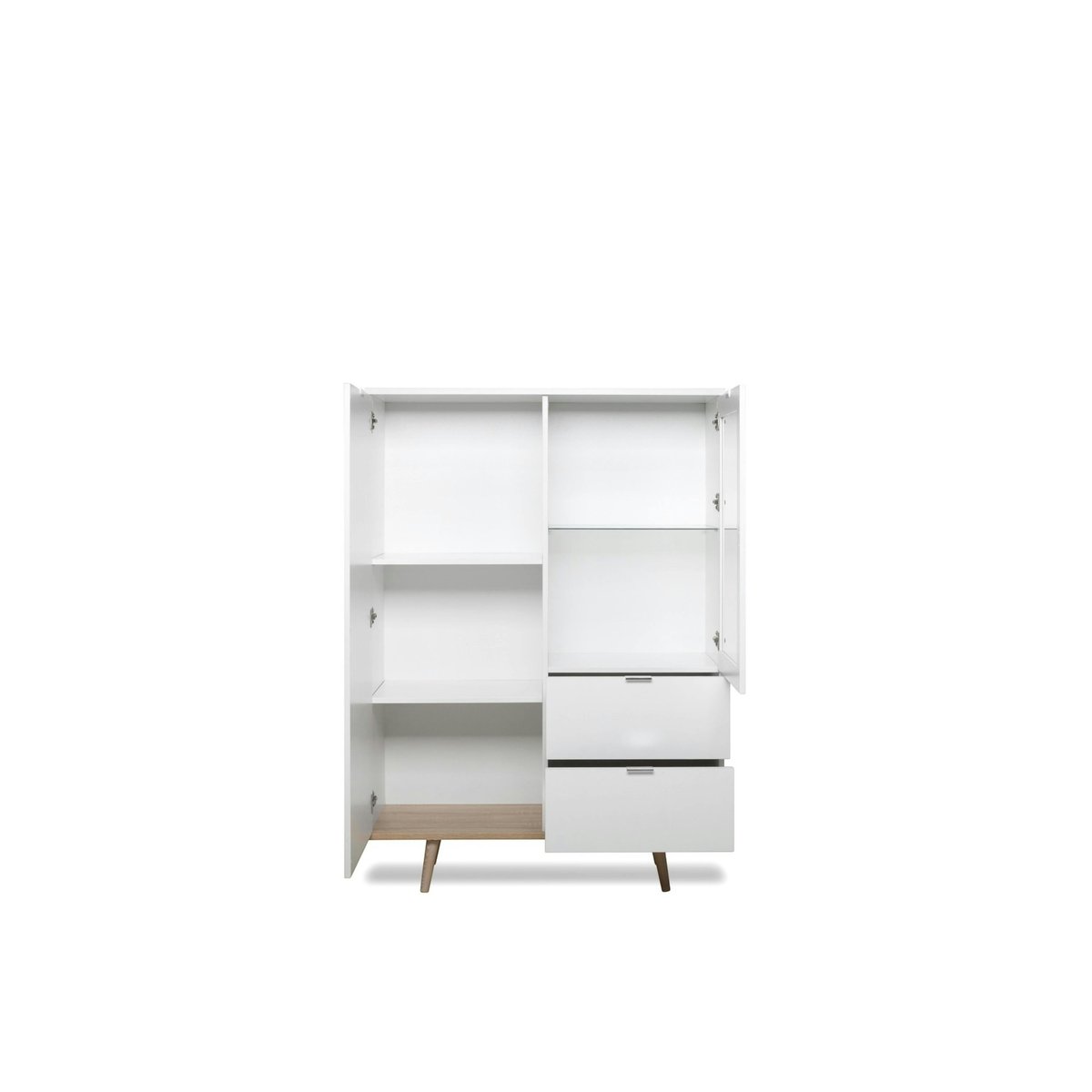 Buffet vaisselier blanc vitré 2 tiroirs ALVA blanc, PIER IMPORT