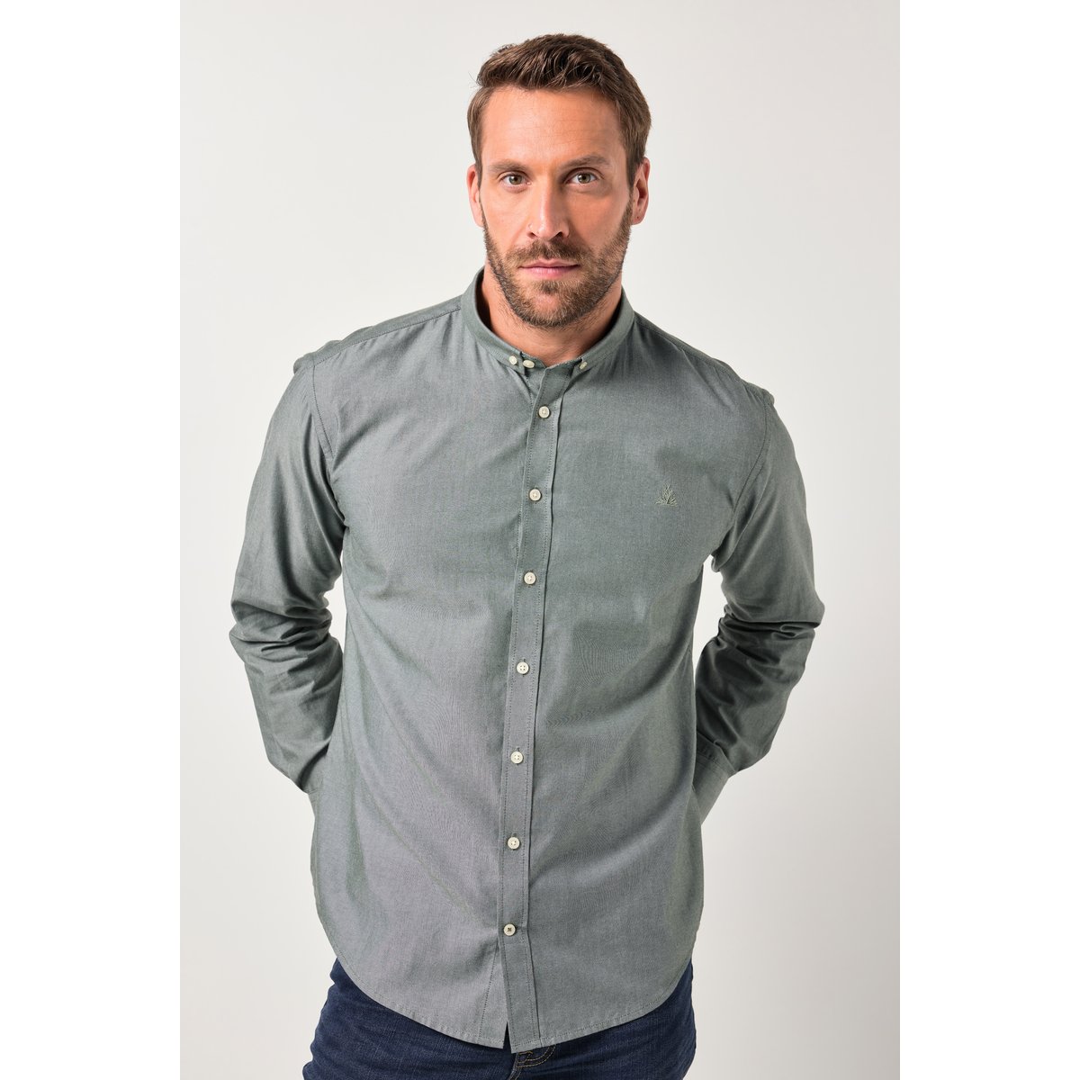 Chemise Oxford à manches longues vert foncé, JP1880