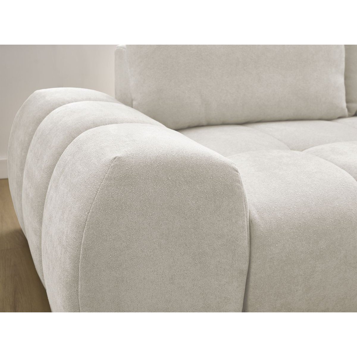 Canapé d'angle convertible 3 places en tissu texturé, EVEREST blanc, BOBOCHIC